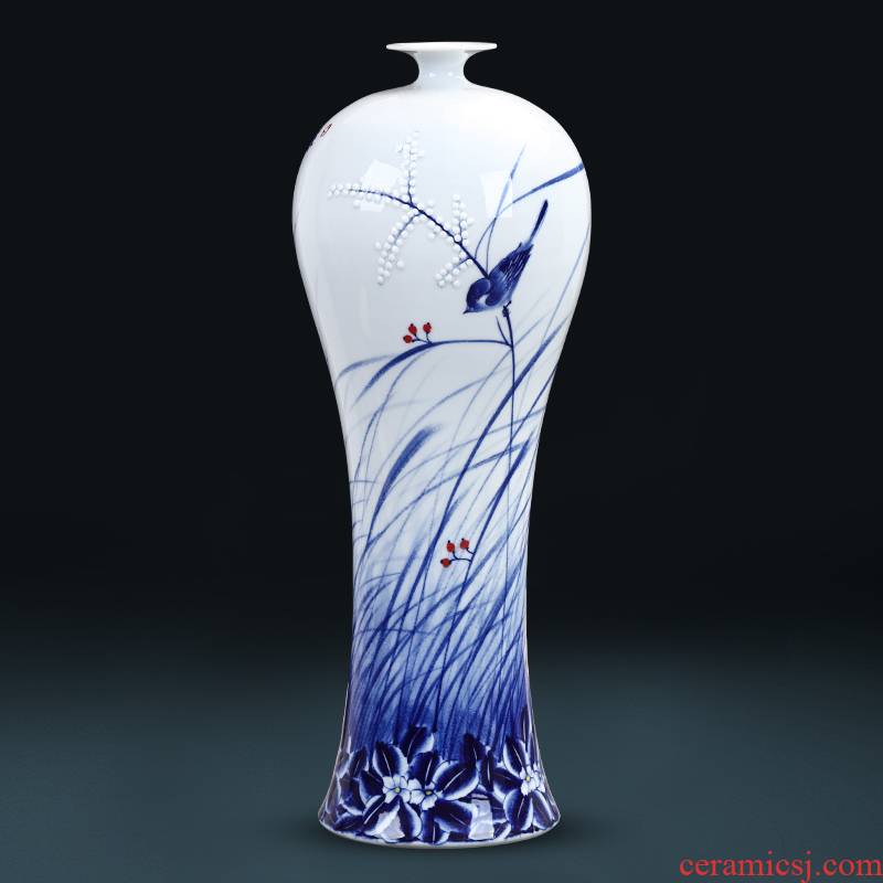 Jingdezhen ceramics master hand made blue and white porcelain vases, flower arranging furnishing articles antique Chinese wine sitting room adornment
