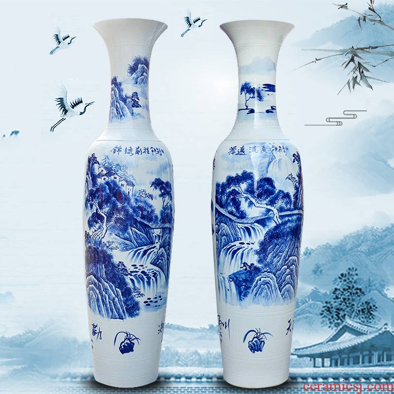 Hand made bright future of blue and white porcelain of jingdezhen ceramics of large vases, sitting room adornment of Chinese style hotel furnishing articles