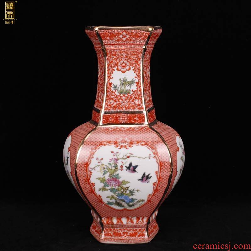 Chinese style classical imitation qianlong antique colored enamel porcelain vase home sitting room ark, furnishing articles of TV bar face