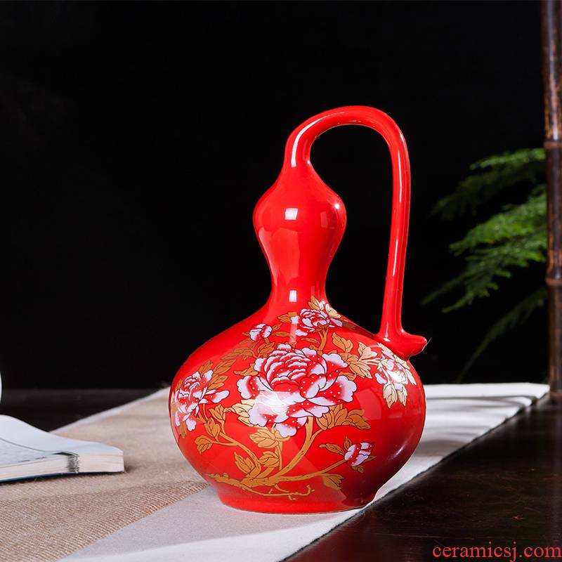 Jingdezhen ceramic vase furnishing articles flower arrangement is little sitting room Chinese red porcelain vase decoration decoration household act the role ofing is tasted