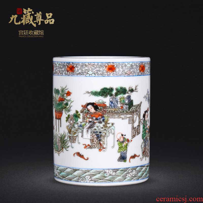 Jingdezhen ceramic figures antique porcelain vase hand - made pastel miscellaneous treasure "four items furnishing articles had pen container