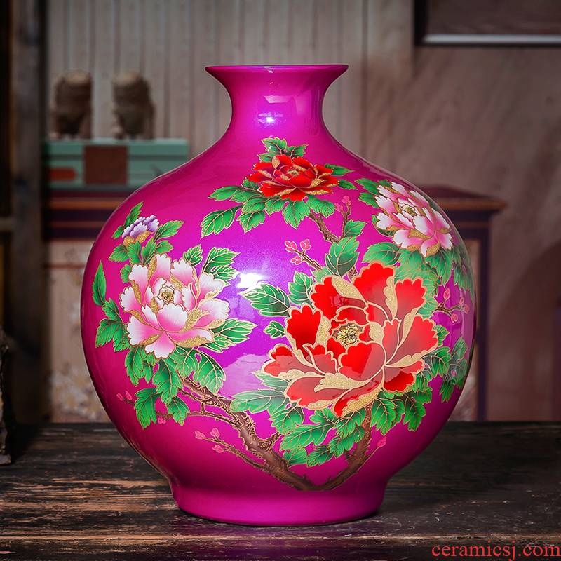Jingdezhen ceramic vases, purple crystal glaze mei red sitting room porch place rich ancient frame of Chinese style household ornaments