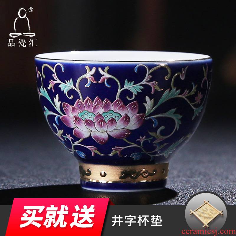 Jingdezhen porcelain remit to pick flowers, gao cupped pastel rolling cup cup hand paint sample tea cup masters cup