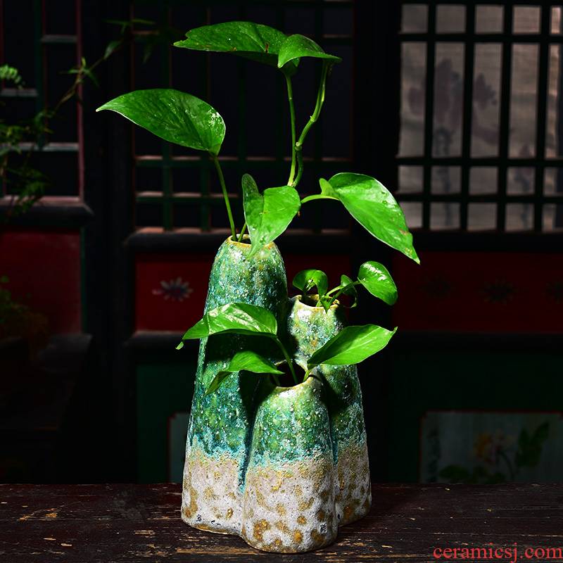 New Chinese style ceramic glaze vase creative oversized living room decoration flower arranging the container dry flower is placed a hydroponic money plant flower pot