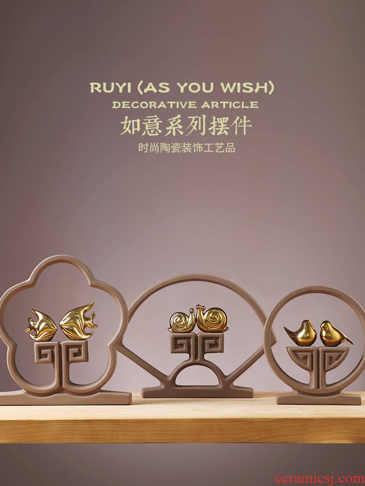 New Chinese style style furnishing articles household act the role ofing is tasted creative move sitting room TV ark, small handicraft ceramic goldfish decoration