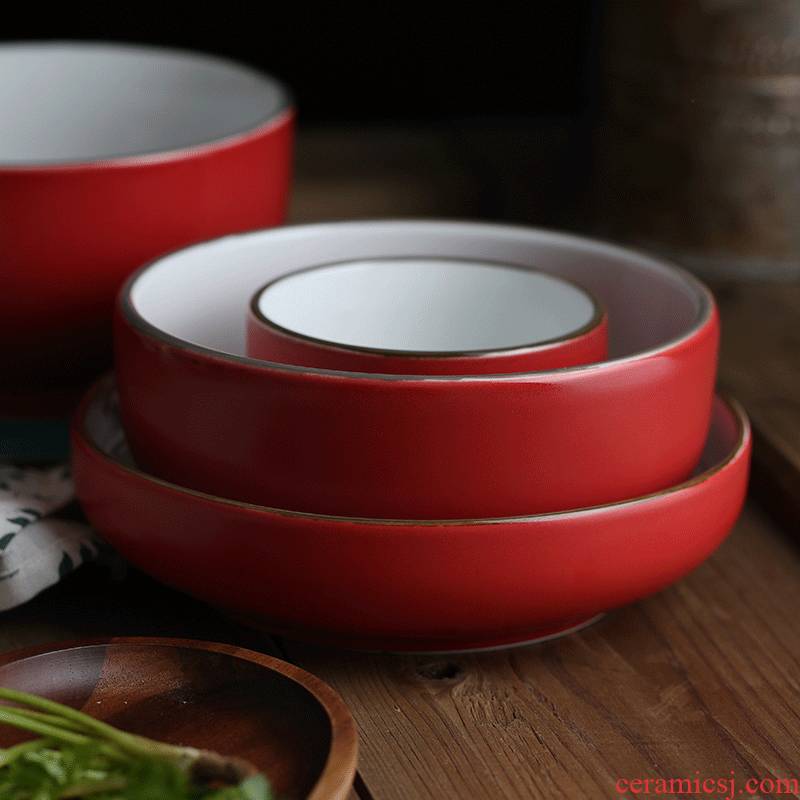 Mystery to use home eat dish ceramic creative European dishes soup bowl Nordic ceramic rice bowl chopsticks