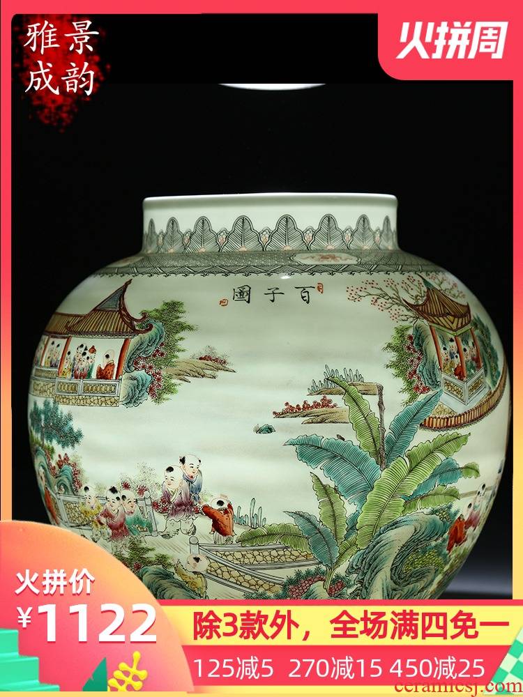 Jingdezhen ceramic new Chinese style living room porch hand - made flower vase furnishing articles home porch decoration decoration
