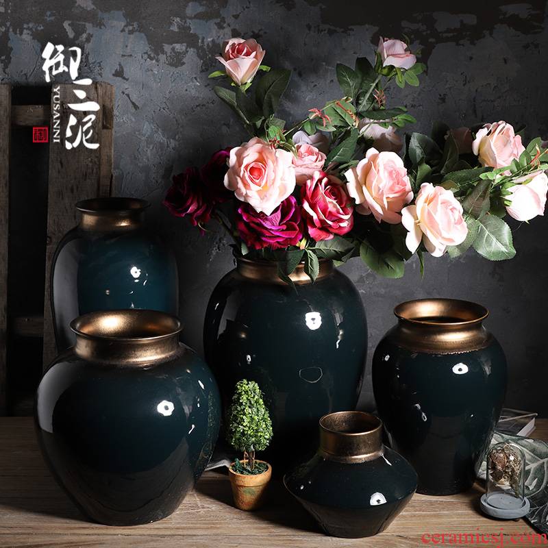 Ceramic vase artical sitting room flower arranging furnishing articles American I and contracted hydroponic dried flowers, creative household decoration