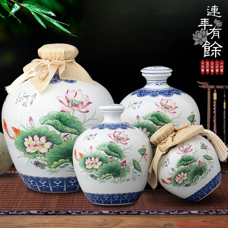 An empty bottle of jingdezhen ceramic 1 catty 2 jins of three jin of 5 jins of 10 jins creative decorative household hip flask sealed mercifully jars
