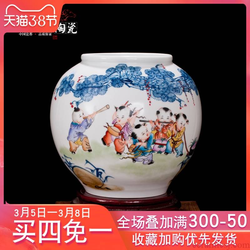 Jingdezhen ceramic porcelain enamel big vase household hand - made furnishing articles sitting room TV ark, handicraft ornament