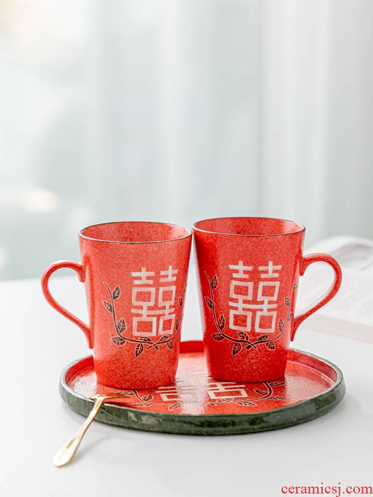 Happy character cup I a red wedding with high - grade ceramic cup to new a gift sets