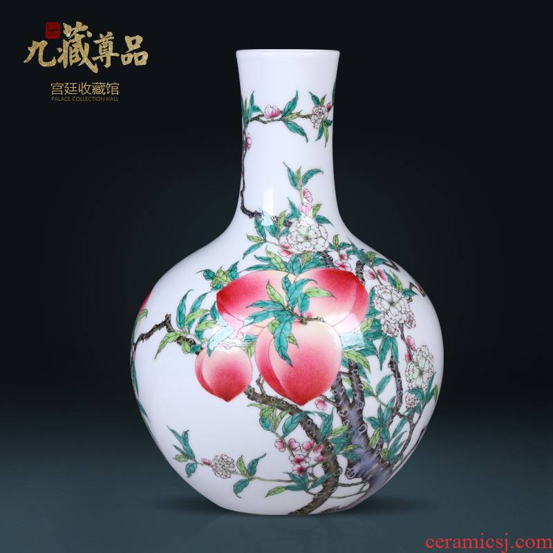 Jingdezhen ceramics antique hand - made heavy nine Chinese peach bats grain vase sitting room porch decoration as furnishing articles