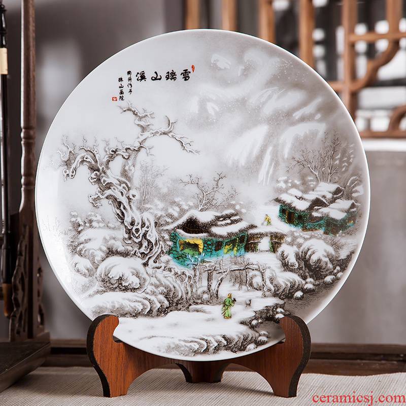 Jingdezhen ceramics furnishing articles household decorations hang dish of Chinese arts and crafts wine khe sanh snow decorative plate