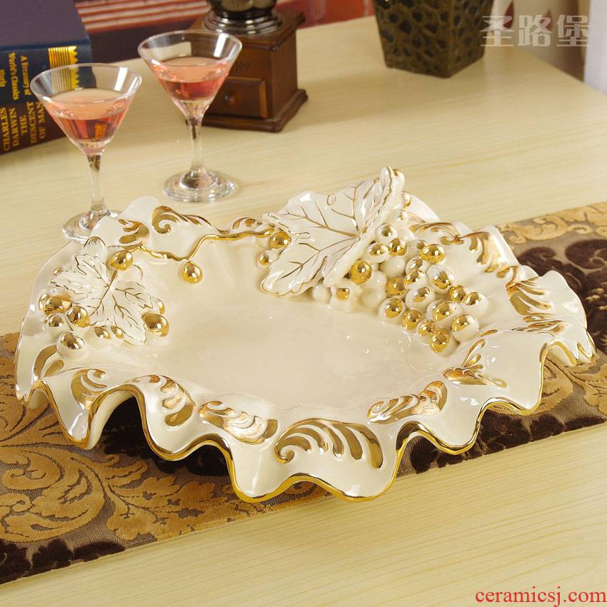 Fort SAN road creative European ceramic bowl sitting room adornment gold grape fruit bowl wedding compote furnishing articles package mail