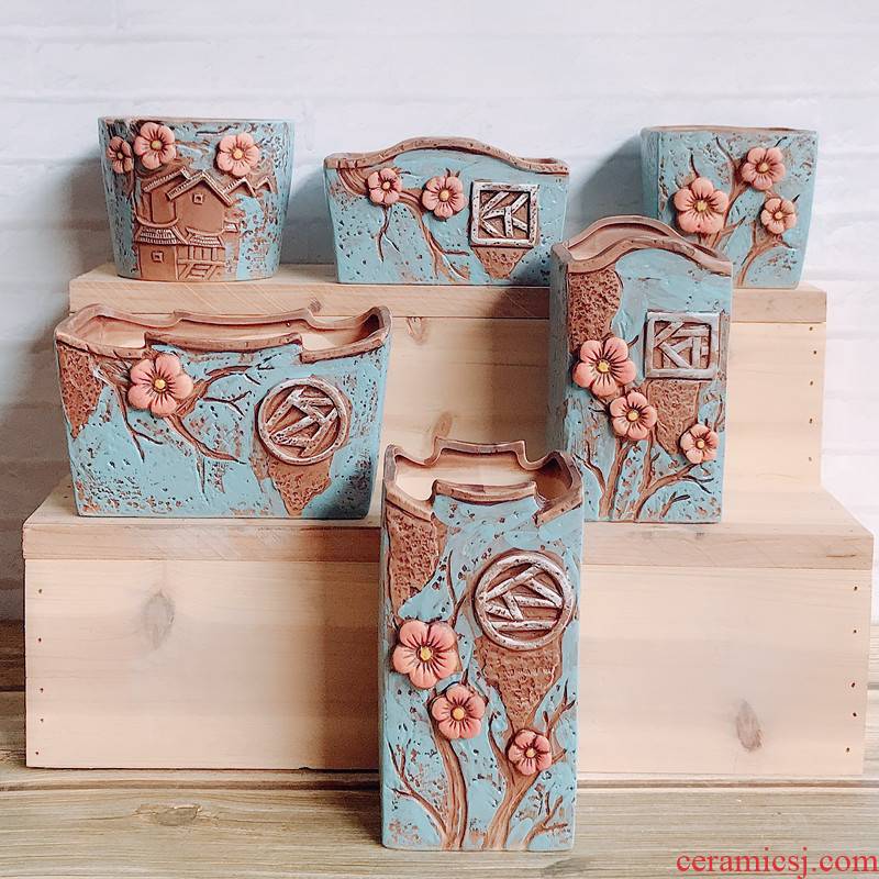 Creative flower POTS of jingdezhen ceramics, fleshy move Korean meaty plant a flower pot special large fleshy flower pot