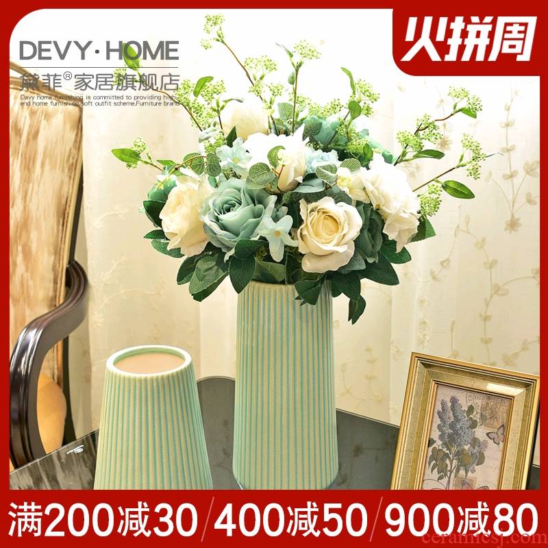 Contracted and I ceramic vase clothing store decoration place small pure and fresh household table simulation dry flower art flower arranging