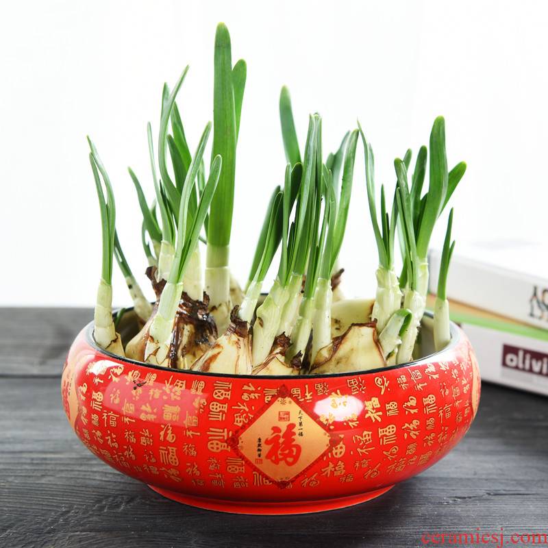 Small red refers to flower pot other ceramic hydroponic container without hole, water lily bowl lotus creative fleshy large copper grass