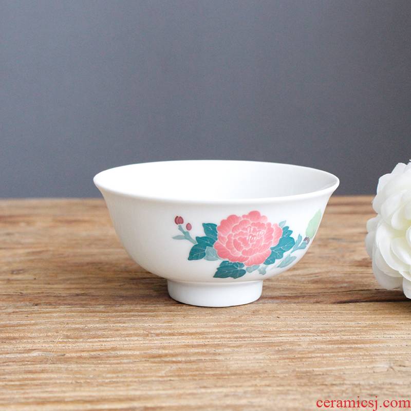 The red guanyao porcelain lotus flower only eight bowl hand - made 4.5 inch household gift of liling porcelain bowl