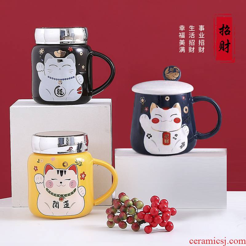 During the valentine 's day gift lovely plutus cat ceramic coffee cup creative cup getting mark cup with a spoon
