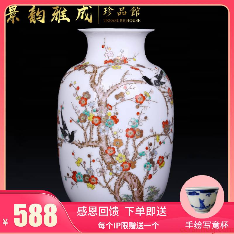 Jingdezhen ceramic new Chinese style flower vase furnishing articles creative living room decoration porcelain desktop