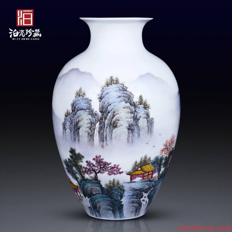 Jingdezhen ceramics powder enamel handpainted big vase furnishing articles flower arranging new Chinese style household living room decoration decoration process