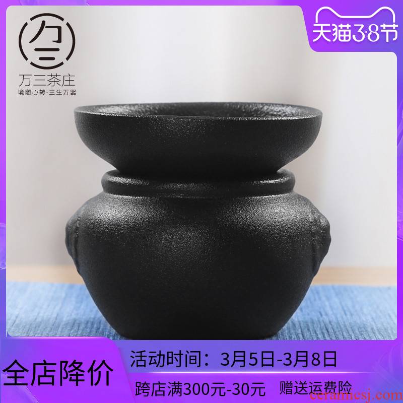 Three thousand black pottery kung fu tea tea village accessories) Japanese coarse pottery tea strainer imitation hot ceramic tea filter
