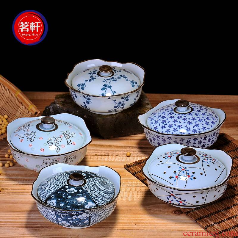Ceramics under Japanese tureen jingdezhen glaze color rainbow such as bowl bowl of steamed egg bowl with cover ceramic bowl soup bowl
