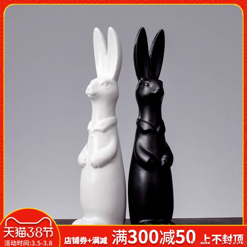 Boreal Europe style rabbit home decoration ceramic creative wedding gift for the sitting room porch place TV ark, gift