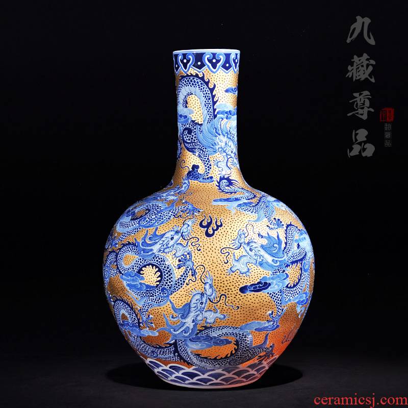 Jingdezhen ceramics antique hand - made with Jin Jiulong tree craft ornaments sitting room TV ark, furnishing articles