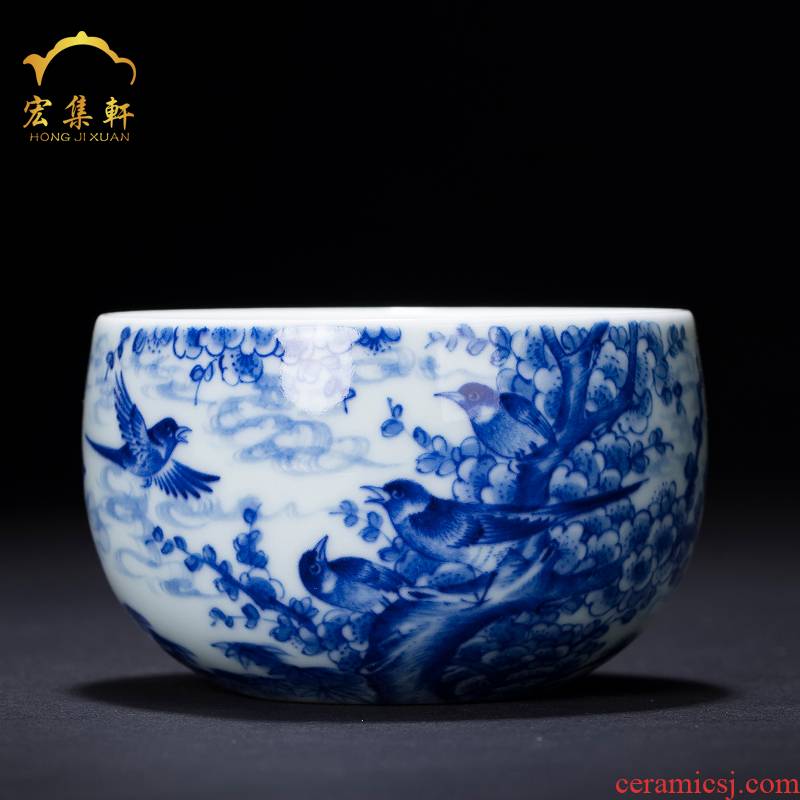 Macro sets hin blue magpies name plum flower ceramic cups large sample tea cup masters cup personal fullness kung fu tea set