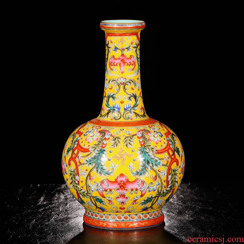 Yang Shiqi the qing qianlong palace ceramics and name the color yellow to live paper into bottles