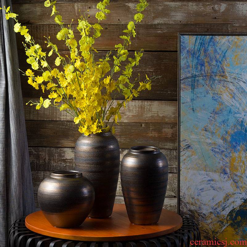 I and contracted ceramic flower vase continental creative living room retro dried flowers, Nordic home furnishing articles