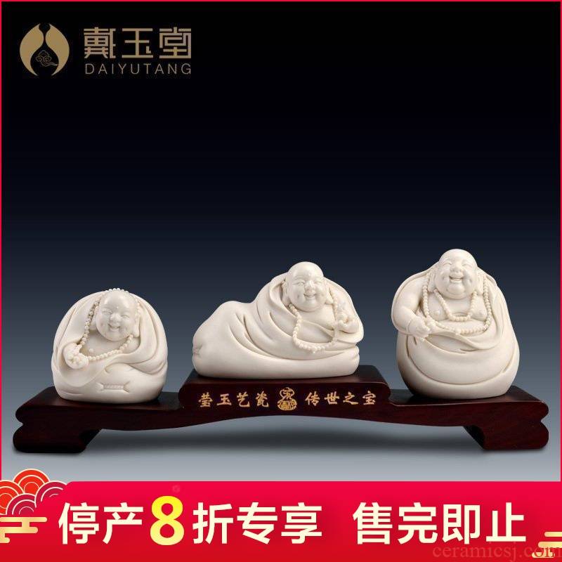 Porcelain carving master production is pulled from the shelves 】 【 Su Youde/4 inch bag maitreya 3/sets