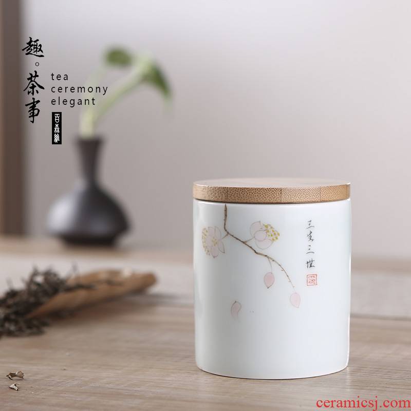 Babson d hand - drawn small caddy fixings ceramic seal tea box storage tank is creative move fashion POTS