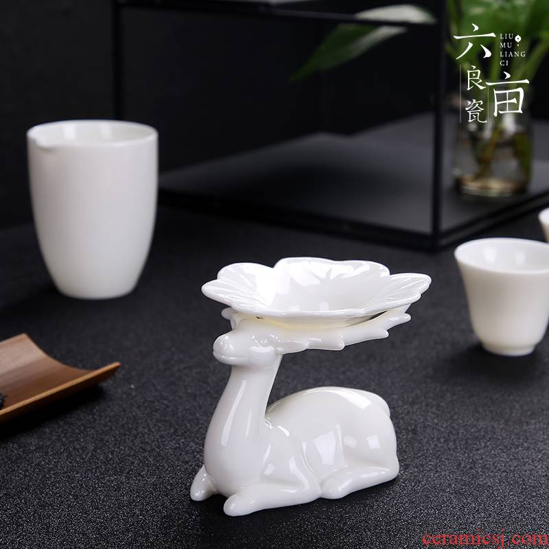 Xi LuYu porcelain) filter mesh creative ceramic tea tea tea tea accessories white porcelain)