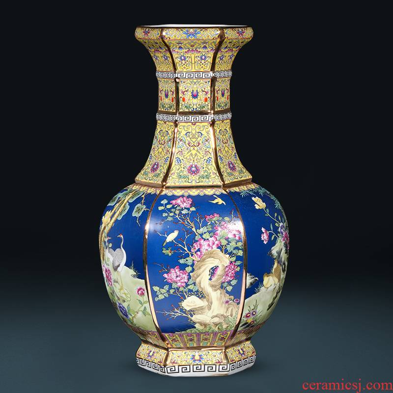 Jingdezhen ceramics imitation qianlong paint antique vases, flower arranging classic Chinese style household adornment furnishing articles sitting room