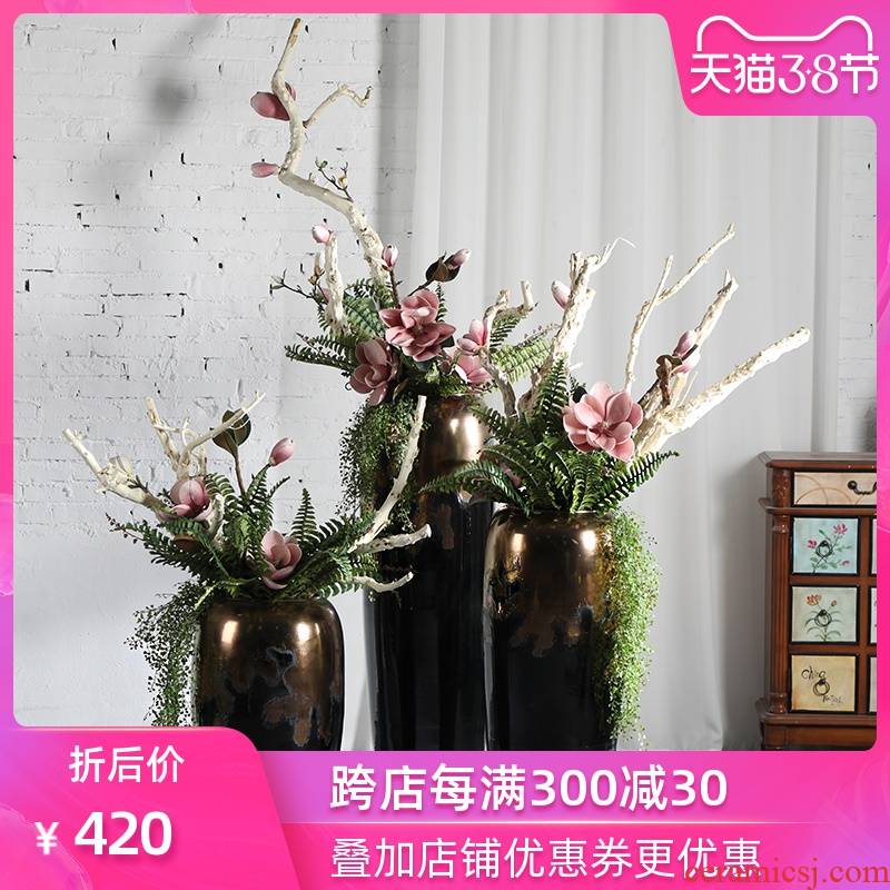 Modern light key-2 luxury Chinese ceramic floor dry flower vases, flower arrangement sitting room of large floral suit landscape modelling furnishing articles