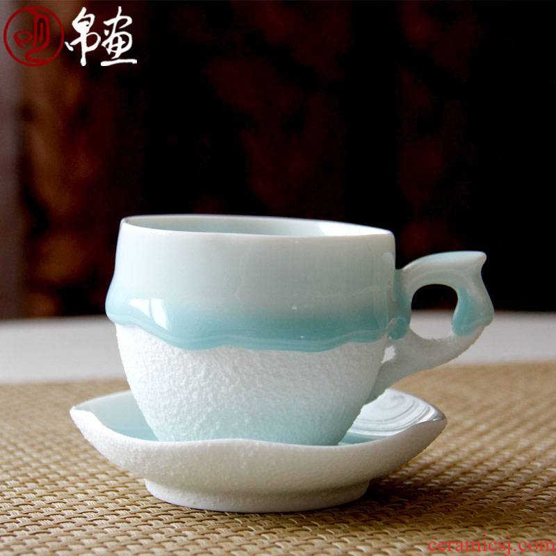 Jingdezhen ceramic glaze coffee cup of Europe type tea cup with dish Chinese flow disc of the sitting room tea room office idea