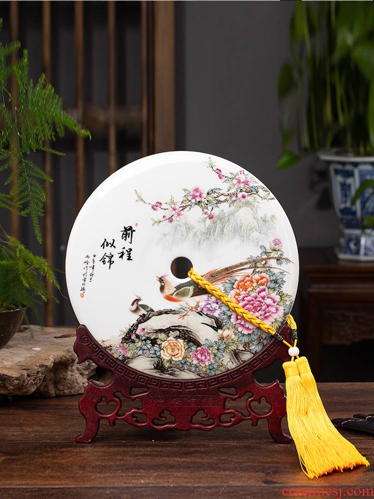 Jingdezhen ceramic peace buckle, furnishing articles of Chinese style home decoration gift handicraft decoration version into the sitting room