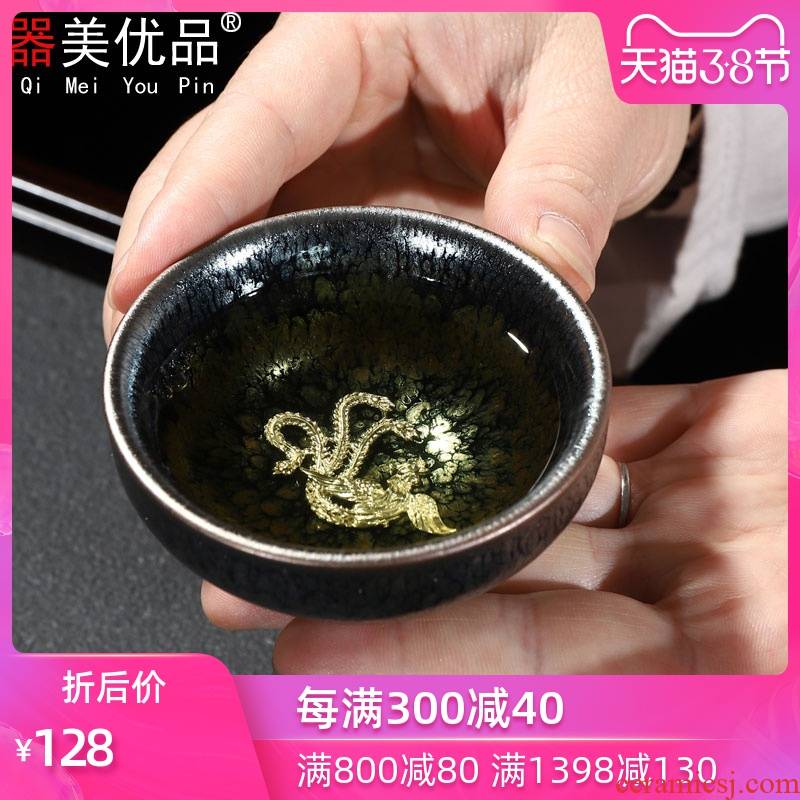 Beauty apparatus is superior to build one with silver cup tea bowl, individual cup of longfeng master cup ceramic sample tea cup household utensils