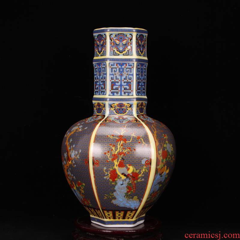 Jingdezhen imitation the qing dynasty antique vintage colored enamel vase flower implement Chinese style restoring ancient ways household adornment furnishing articles