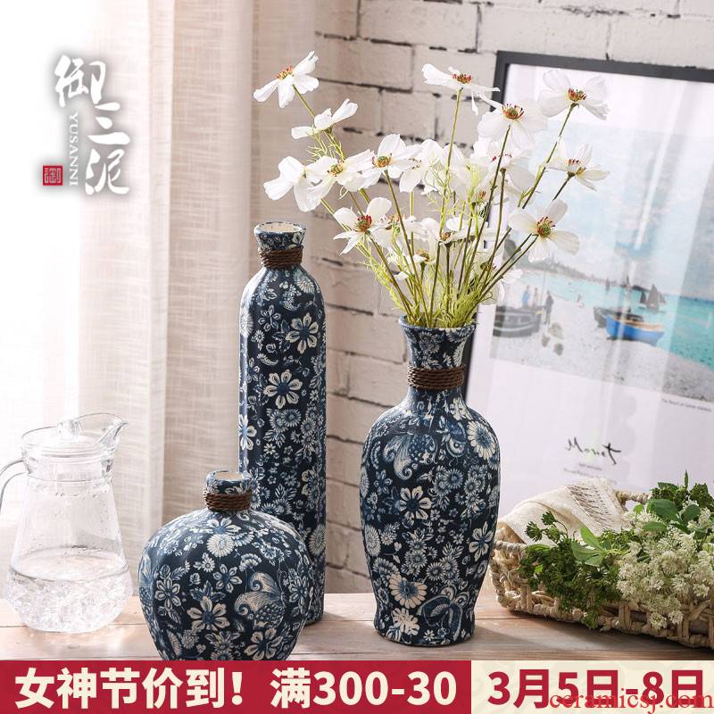 Dried flowers of jingdezhen blue and white vase continental Chinese style flower exchanger with the ceramics mesa flower arranging flowers restore ancient ways furnishing articles