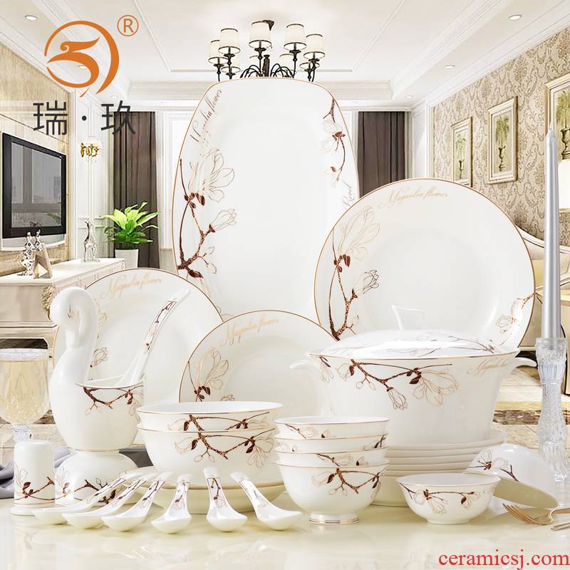 60 ipads China tableware dishes suit the head of the household of Chinese style up phnom penh contracted creative ceramics tableware dishes