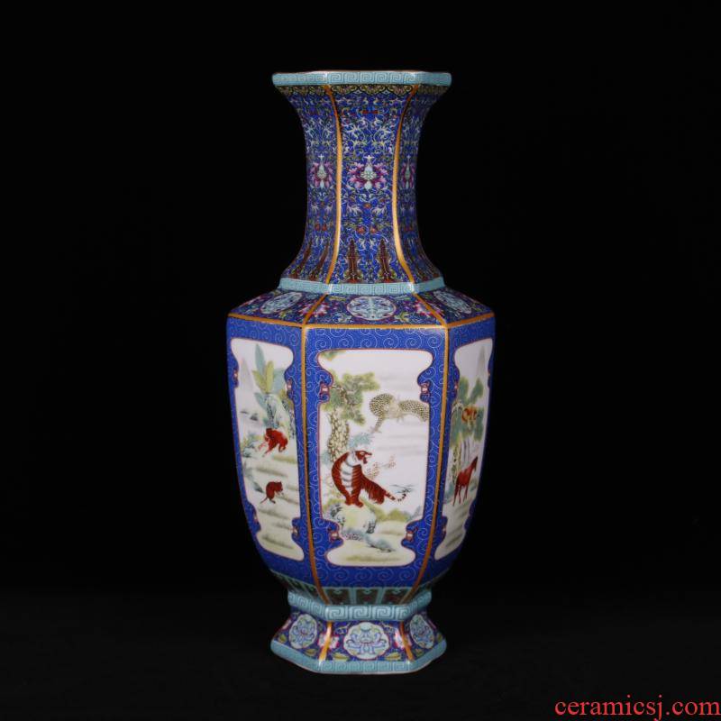 Jingdezhen imitation the qing qianlong designs of colored enamel vase archaize play Chinese zodiac antique decoration handicraft furnishing articles