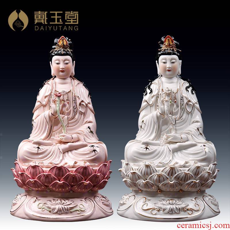 Yutang dai three holy gods western three gold trend to 12 inches full lotus Buddha ceramic figure of Buddha bodhisattva