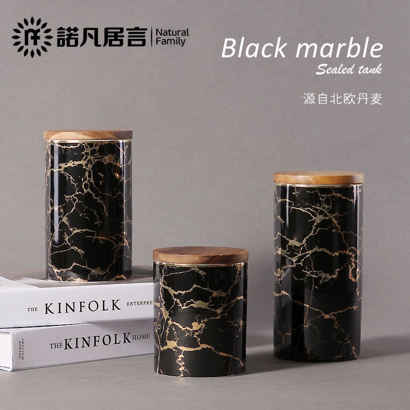 INS wind ceramic marble sealed with cover storage light much corn tea and coffee grains kitchen receive tank