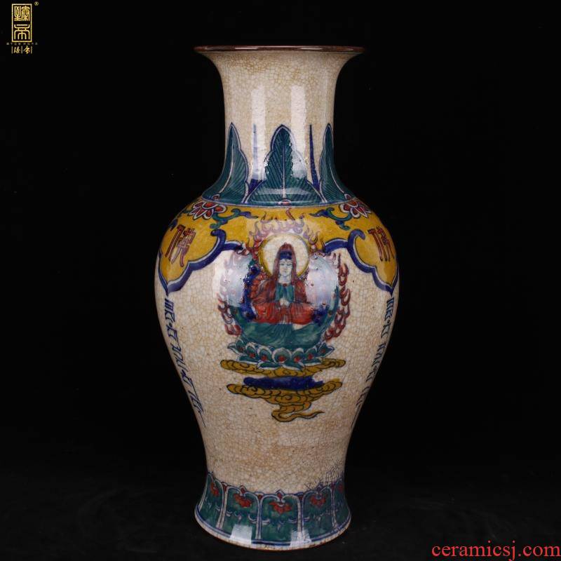 Jingdezhen imitation the qing qianlong year hand - made colors of Buddha fish goddess of mercy bottle antique reproduction antique collection furnishing articles