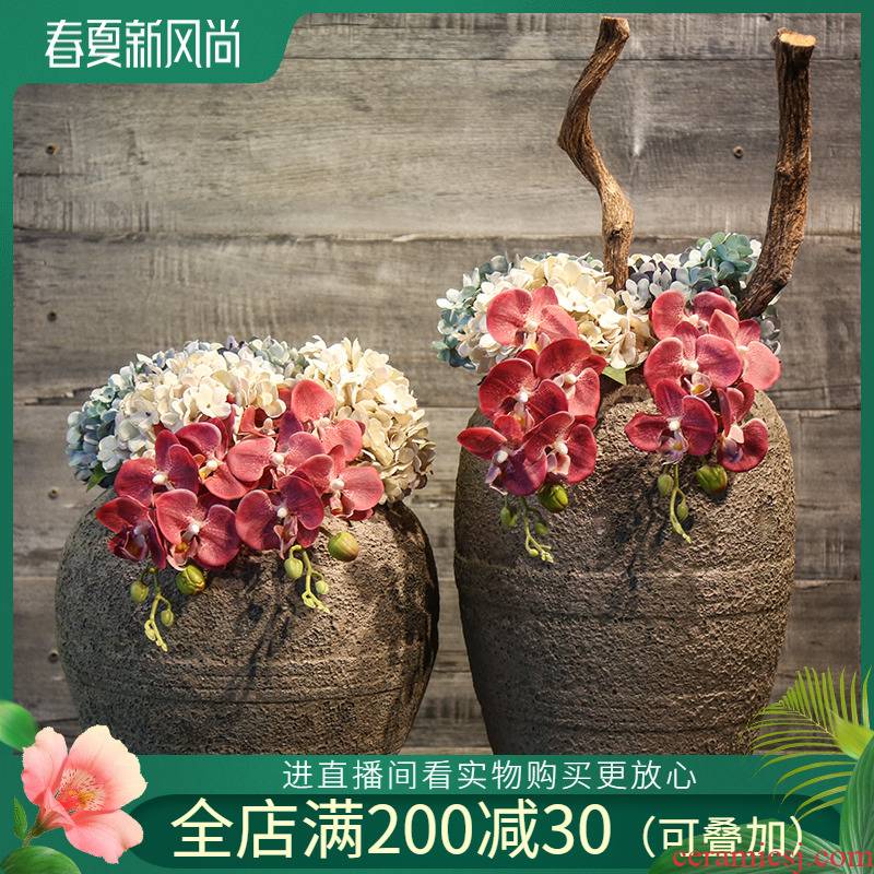 Jingdezhen retro nostalgia ceramic vase hotel villa decoration flower arrangement between example simulation flower art furnishing articles