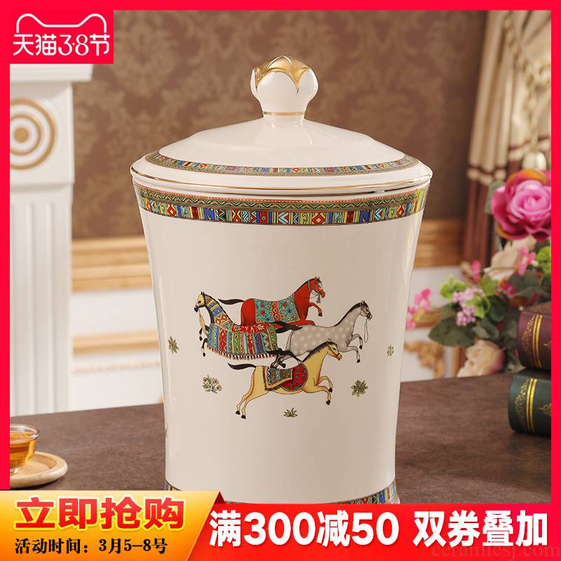 European ceramic trash as cans sitting room wastebasket dross barrel wastewater creative study bedroom decoration furnishing articles