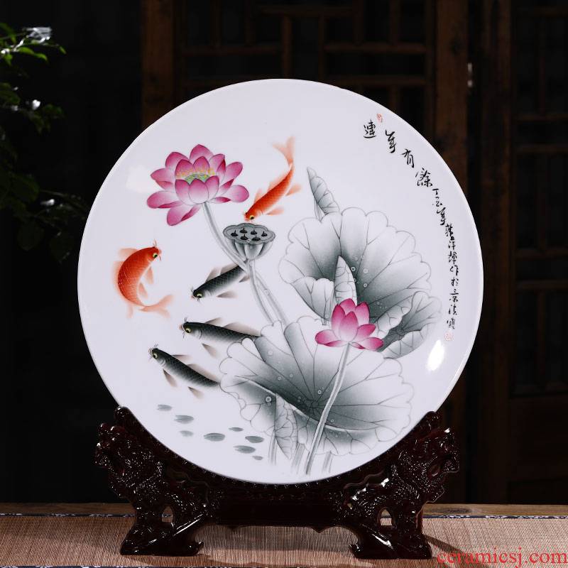 Jingdezhen ceramic decorative porcelain furnishing articles hanging dish handicraft hand - made plate contracted and I sitting room home furnishing articles